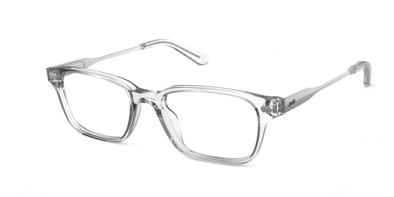 Mixed Material Crystal Clear Silver Metal