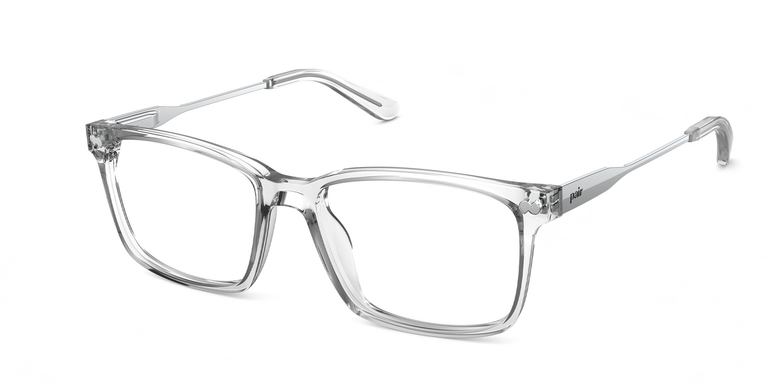 Mixed Material Crystal Clear Silver Metal