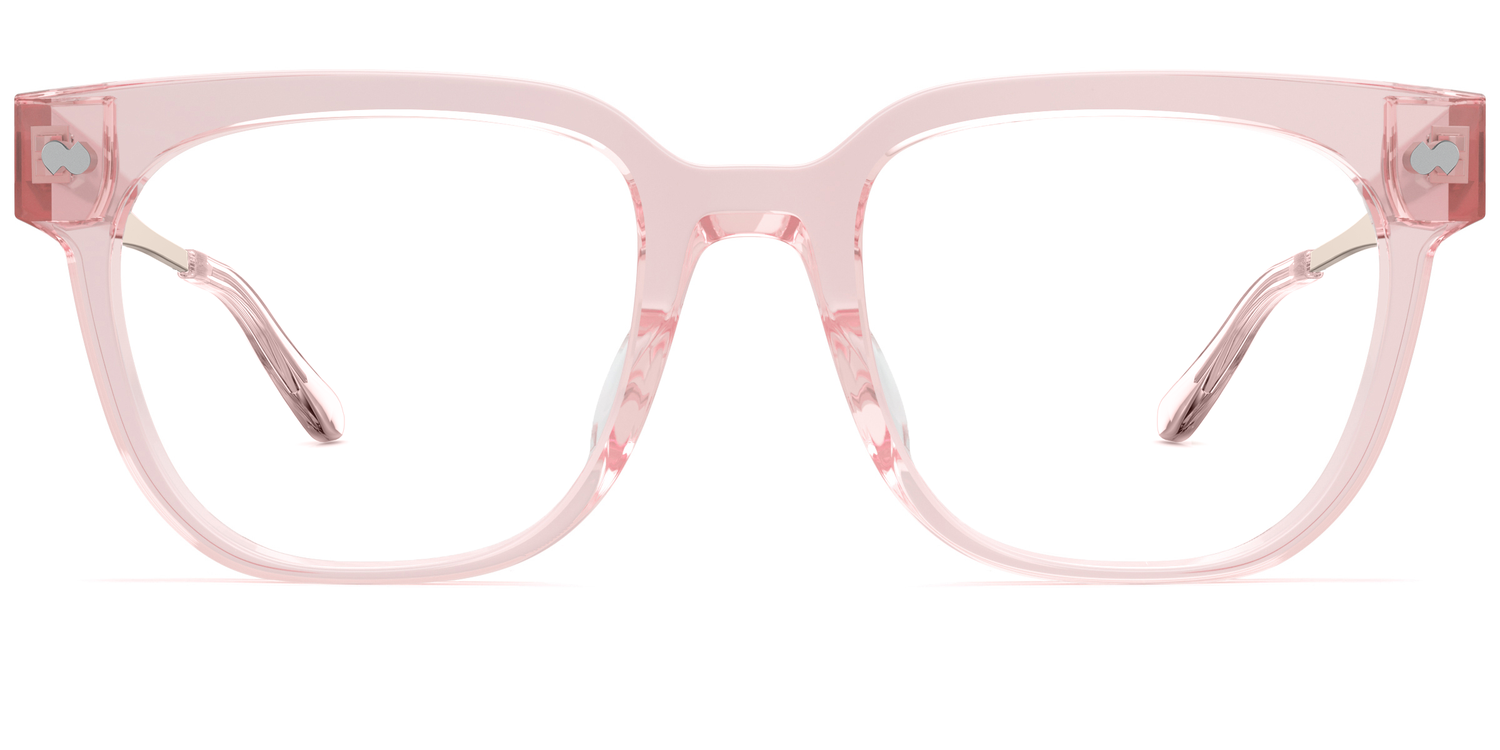 Mixed Material Pink Clear Rose Gold Metal