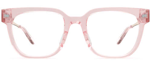 Mixed Material Pink Clear Rose Gold Metal