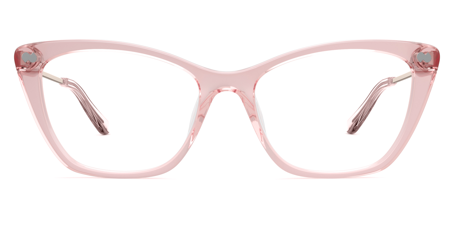 Mixed Material Pink Clear Rose Gold Metal