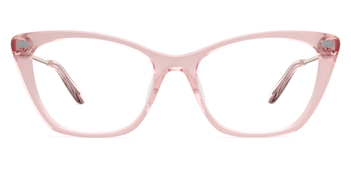 Mixed Material Pink Clear Rose Gold Metal